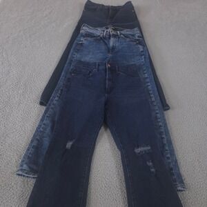 LOT OF 3 Express Jeans Womens 6R Blue Straight Mom Cropped Flare High Rise Denim
